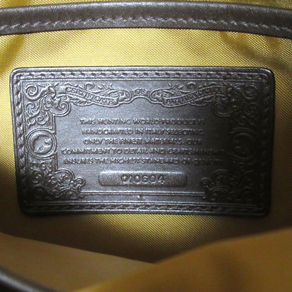HUNTING WORLD Batue Leather Briefcase Business Bag Document Bag Brown mens USED