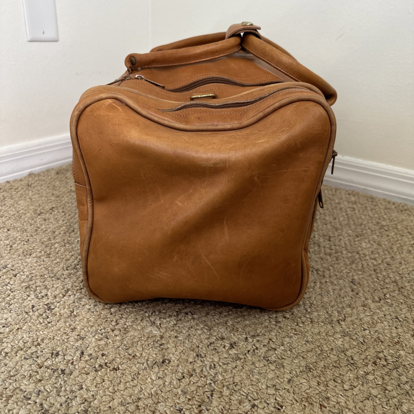 Vintage Orvis Leather Duffle Bag Multiple Pockets Customizable Made in USA