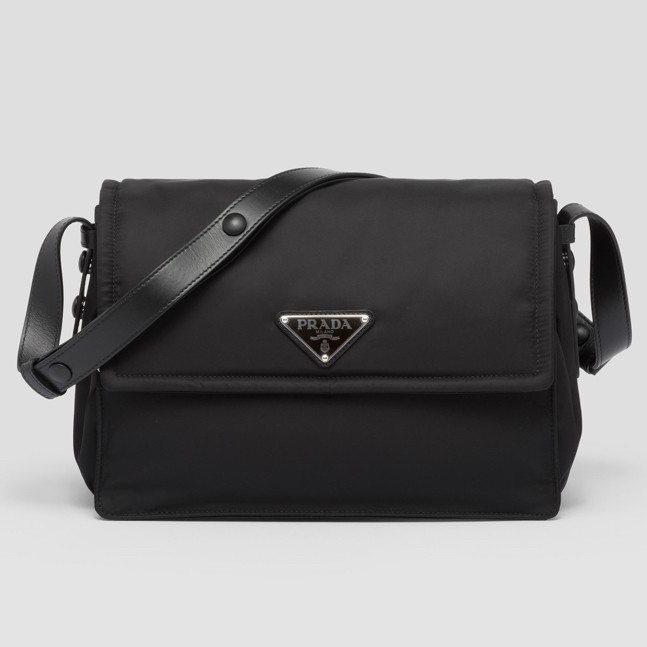 Prada Pre-Owned Cini Nylon Crossbody Messenger Bag Black 30X20X13cm