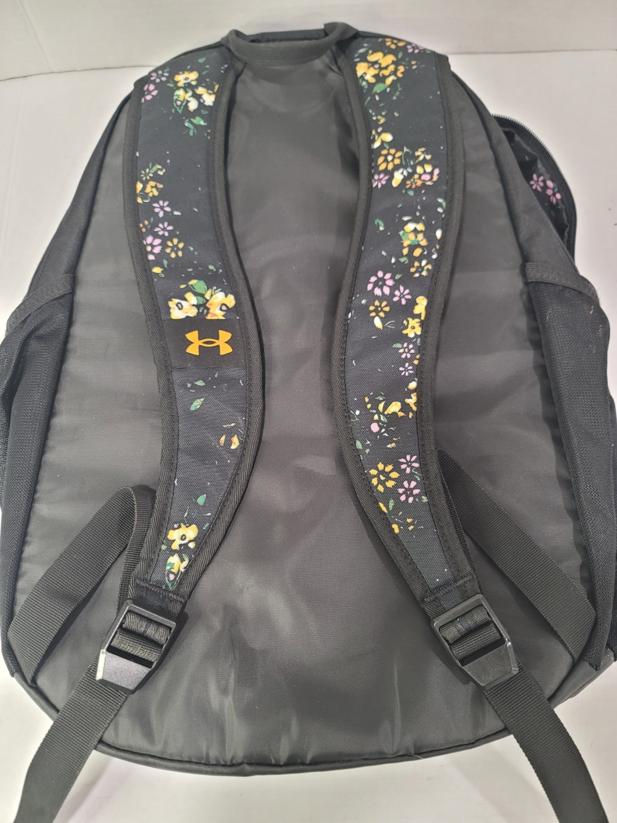 Under armor backpack hustle sport black vibrant yellow floral design excellent