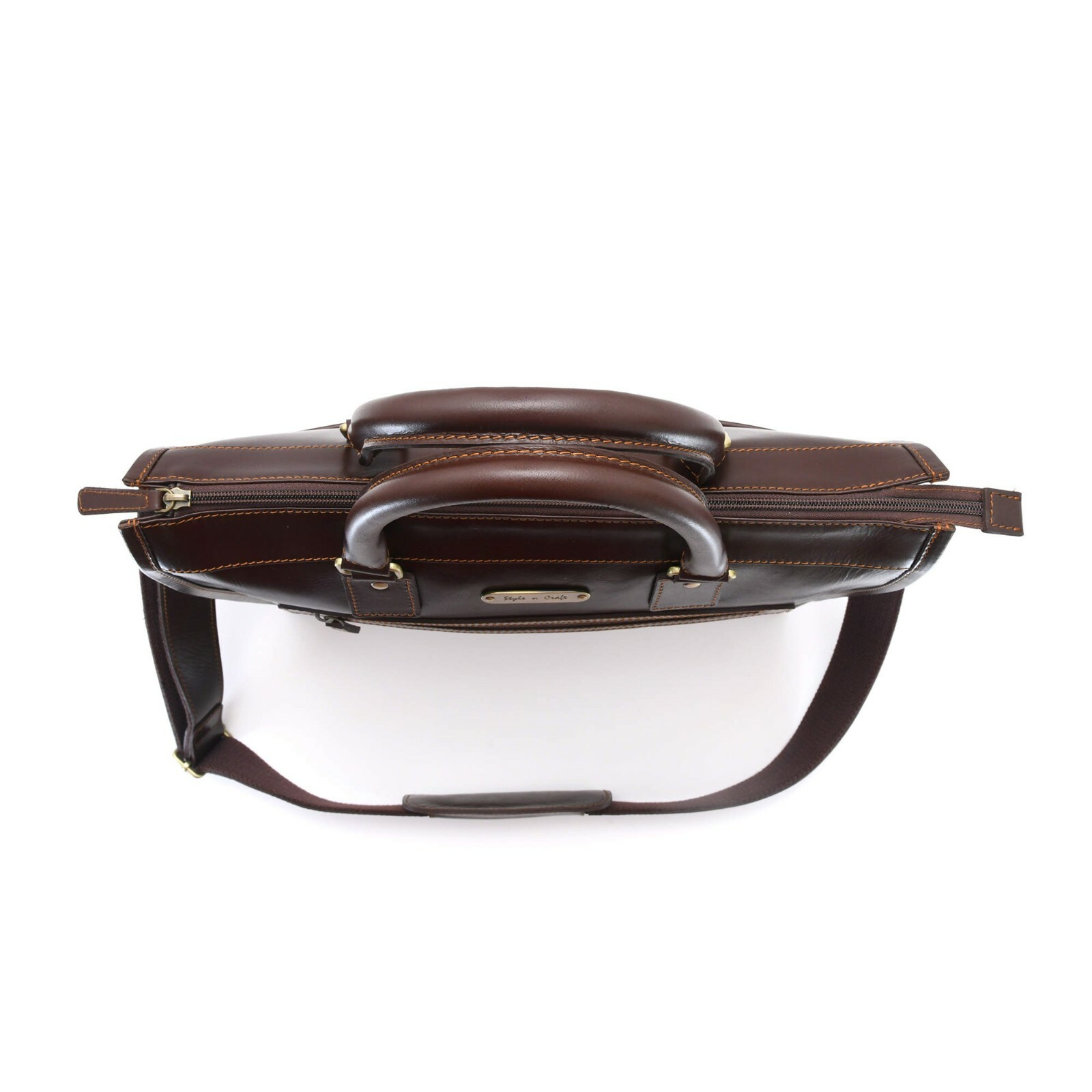 Style n Craft 392008 Portfolio Briefcase Bag in Full Grain Dark Brown Leather
