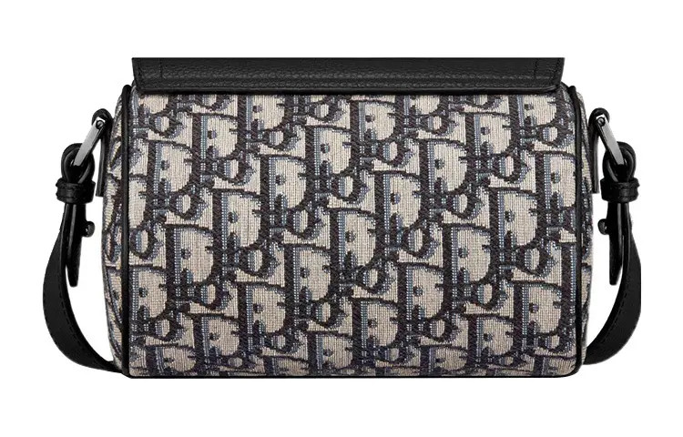 DIOR Roller Oblique Leather Saddle Bag Mini Men’s Beige/Black 6.7×4.5×4.5 in