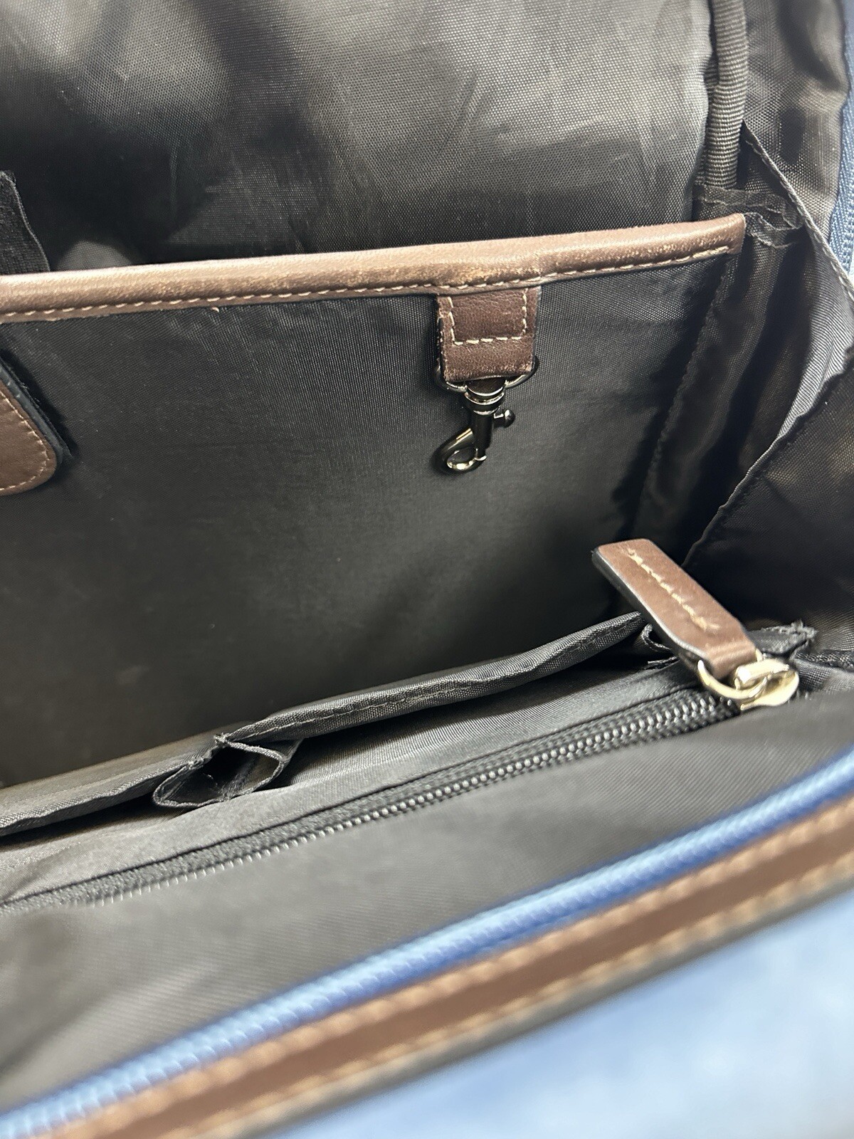 Jack Georges Briefcase Laptop Messenger Bag Blue Leather Missing Strap