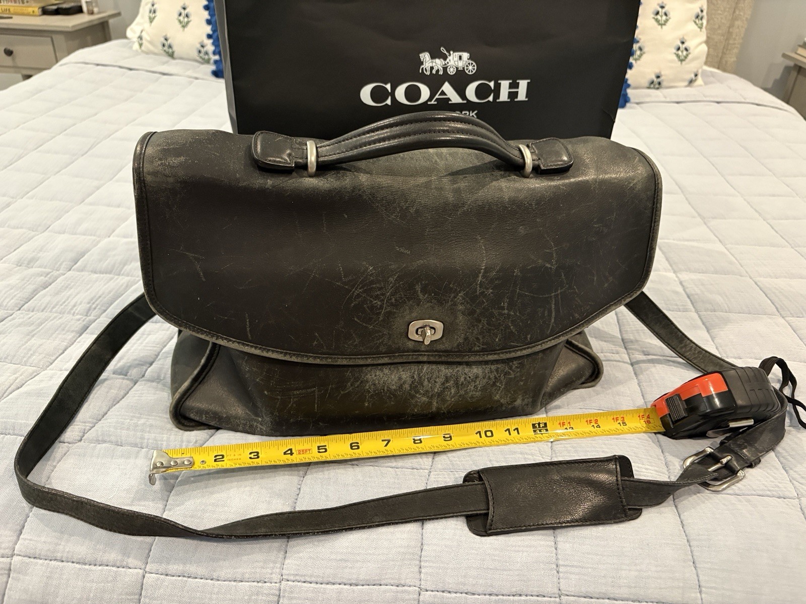 Coach Black Turn Lock Briefcase/Document Case w/ Adjustable Shoulder Strap