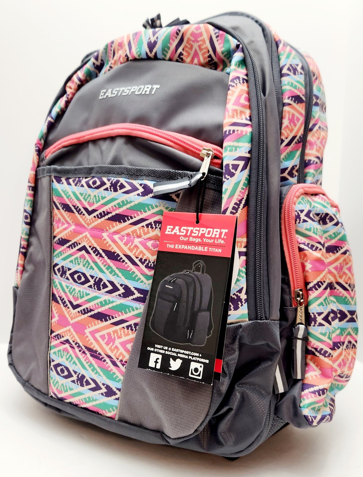 East Sport Backpack Expandable Titan Backpack/Book Bag. Multi-Purpose Oversized