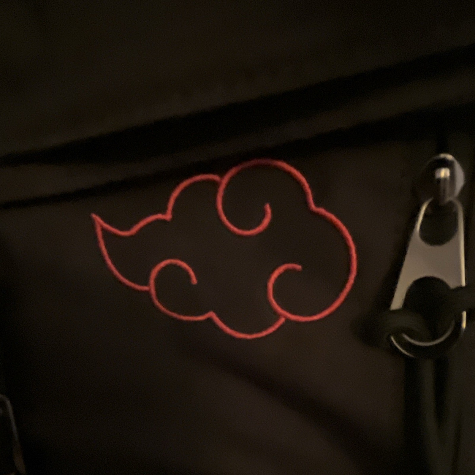 Men’s Anime Akatsuki Backpack Black/Red Cloud Print Roll-Top Zip Buckle