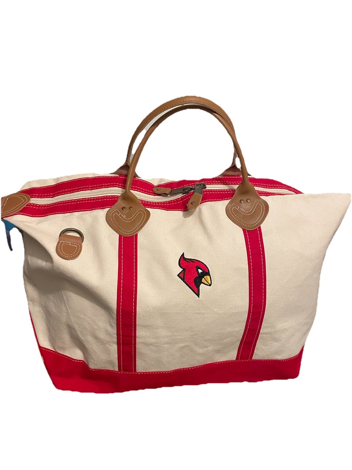 CB Station Arizona Cardinals Canvas Weekender Duffle Red Beige Leather No Strap