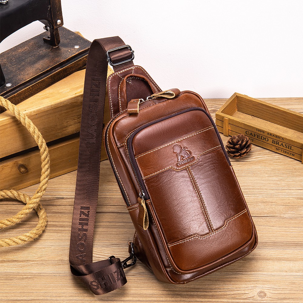 Men’s Genuine Leather Sling Chest Shoulder Bag Crossbody Satchel Backpack New
