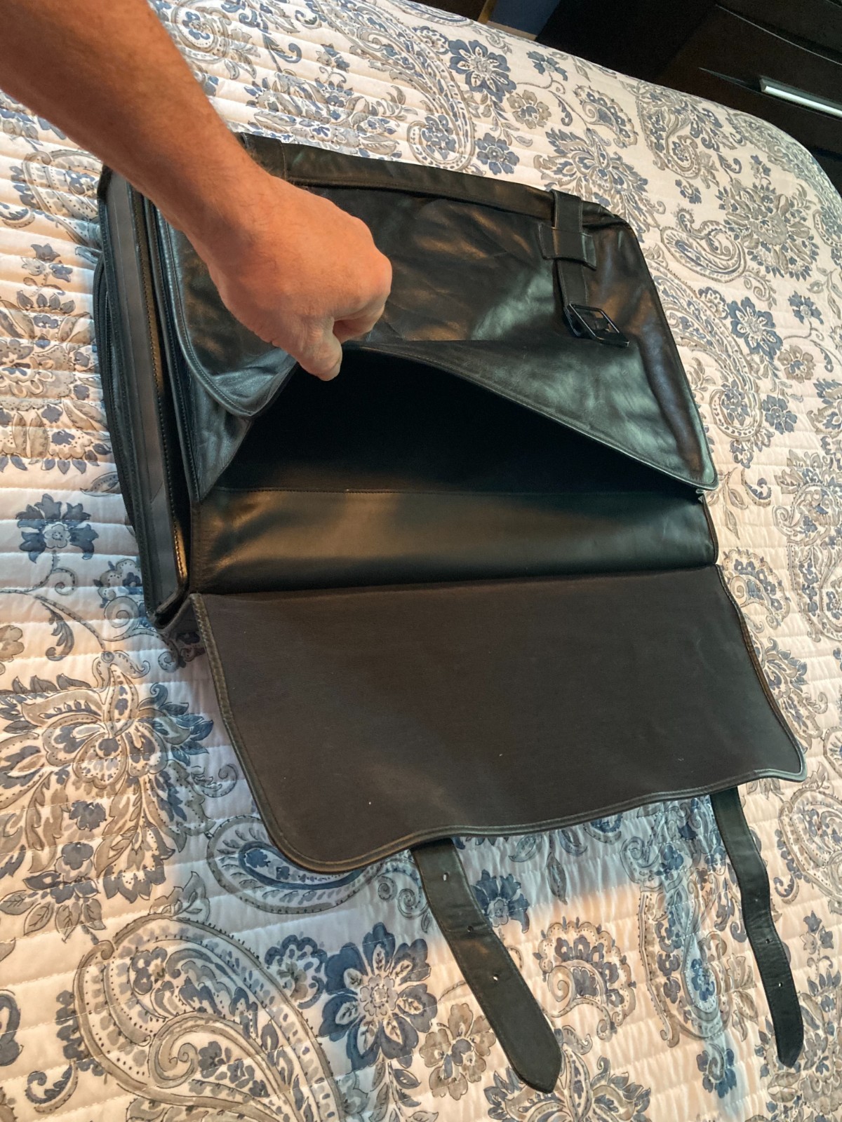 VINTAGE, PORSCHE DESIGN, HARD SIDED LEATHER BRIEFCASE WITH SADDLE BAG. C~VIDEO!!