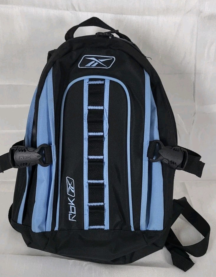 black and blue Reebok backpack