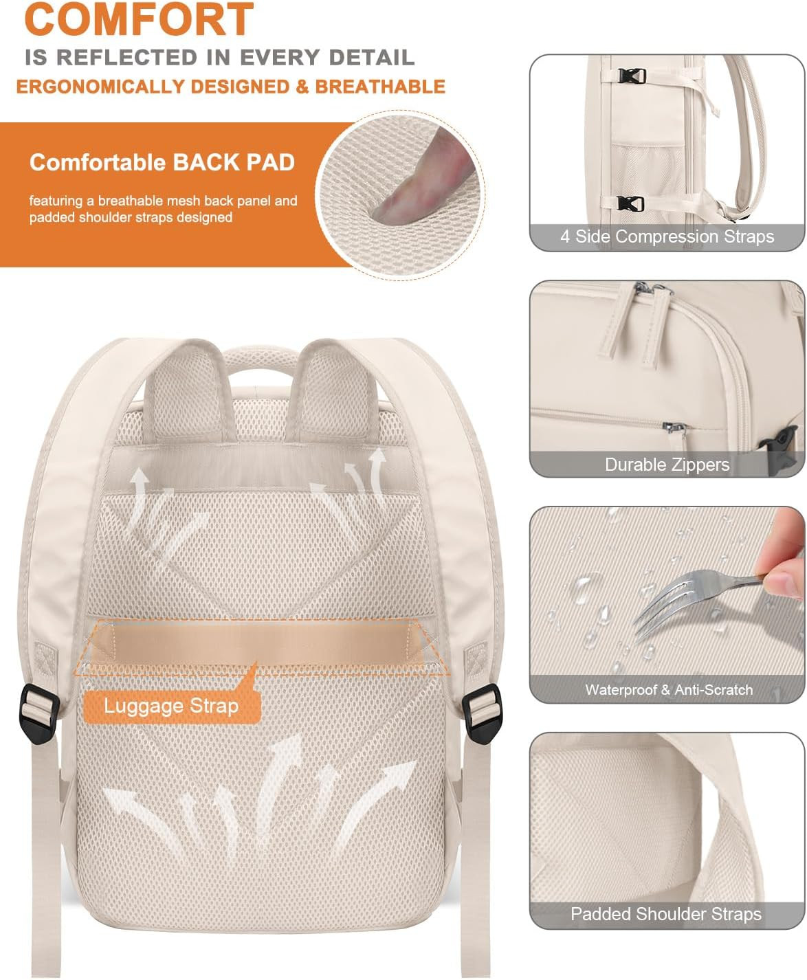 Travel Backpack for Women Men Waterproof Laptop Backpack Airlines Approved Carry