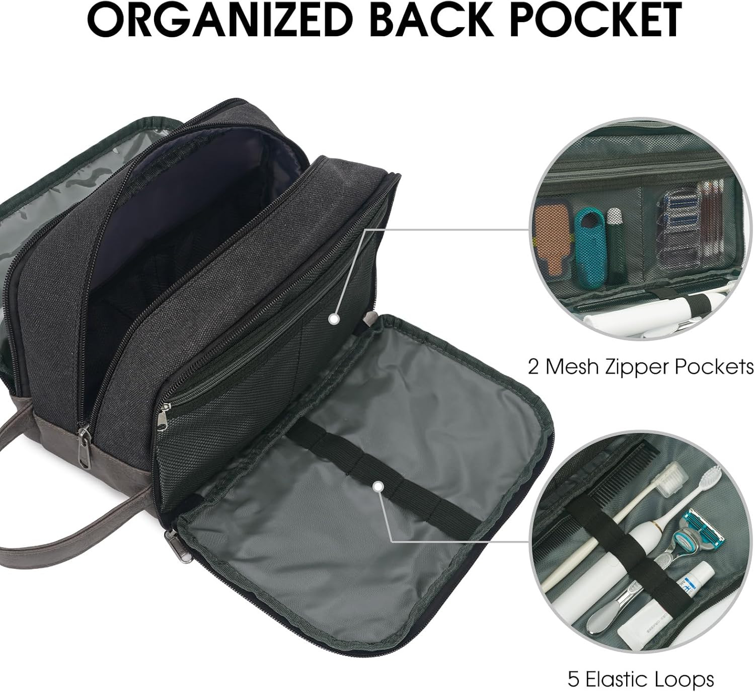 Travel Toiletry Bag for Men Large Toiletries Shaving Bag Water Resistant Hanging