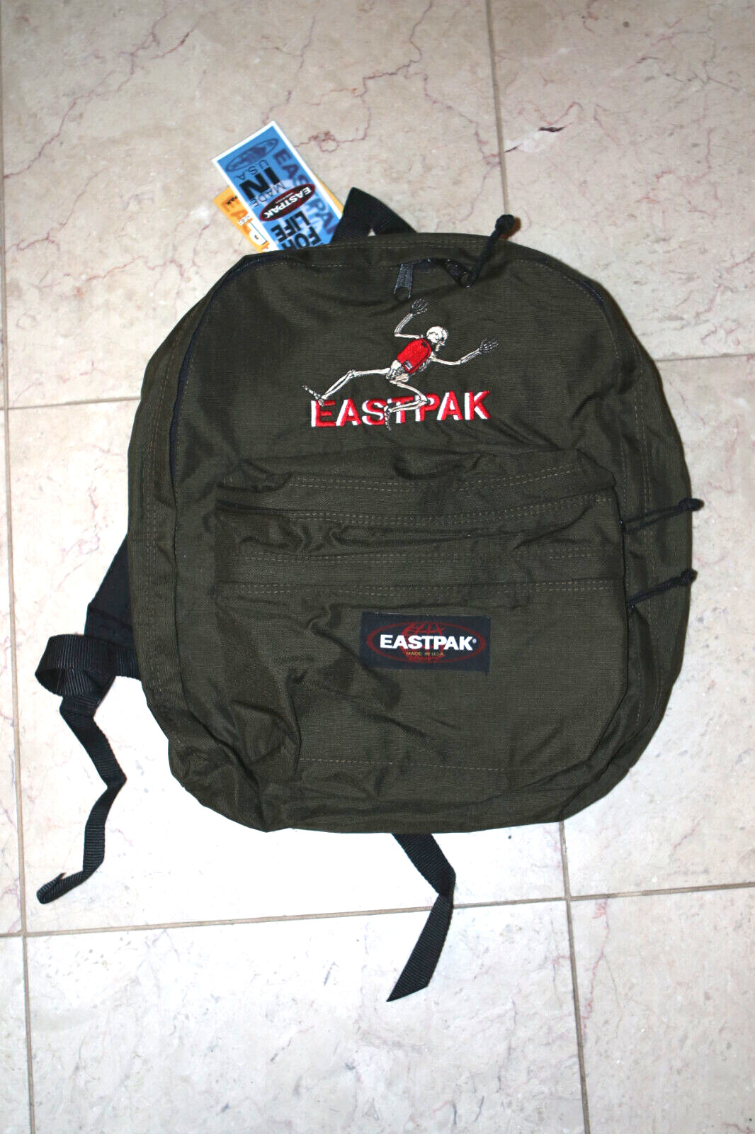 Eastpak Vintage Embroidered Skeleton Made in USA Sonoma Pak’r Backpack RARE NEW