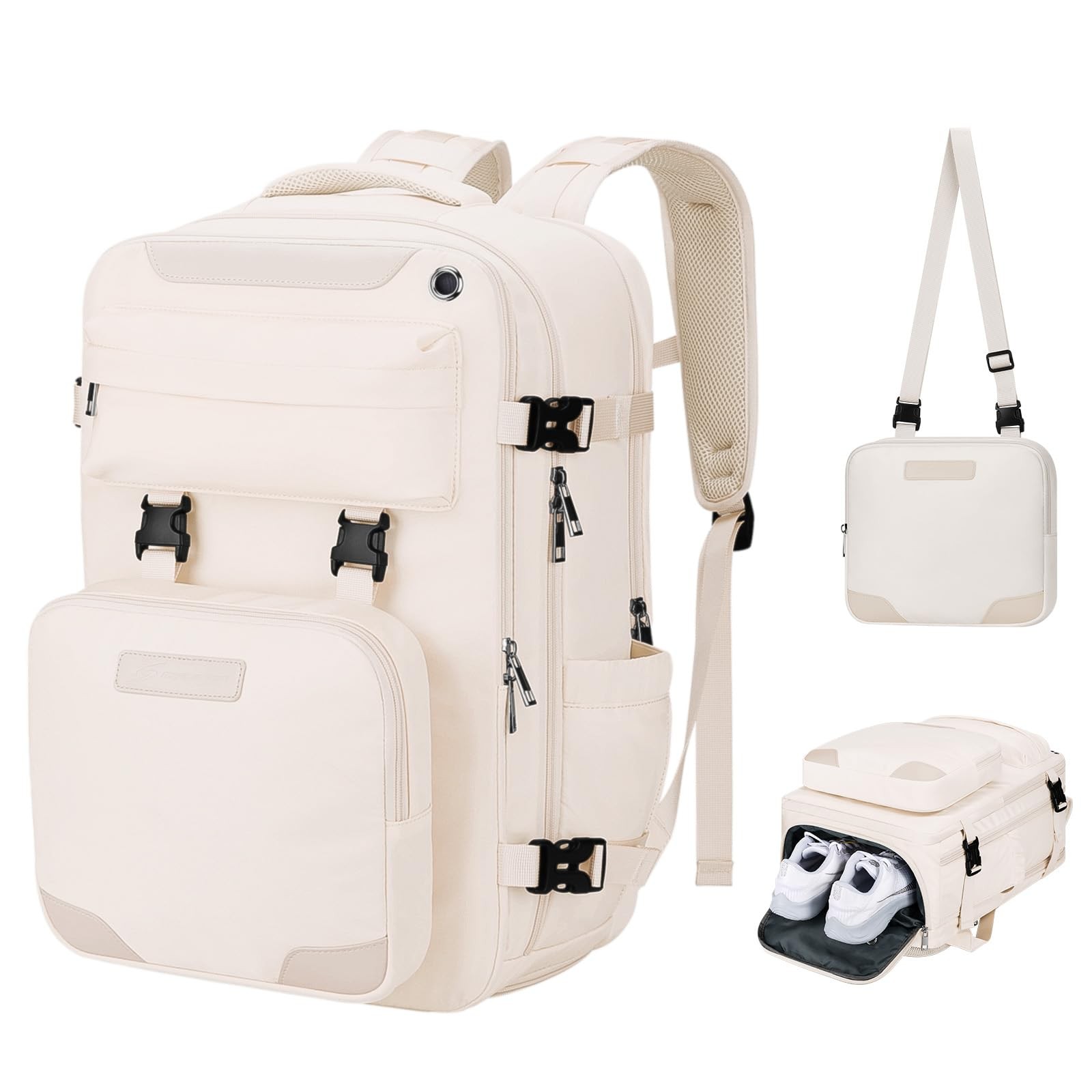 Travel Backpack 2 in 1 Crossbody Bag for 15.6-17.3″ Laptop, 26L Capacity