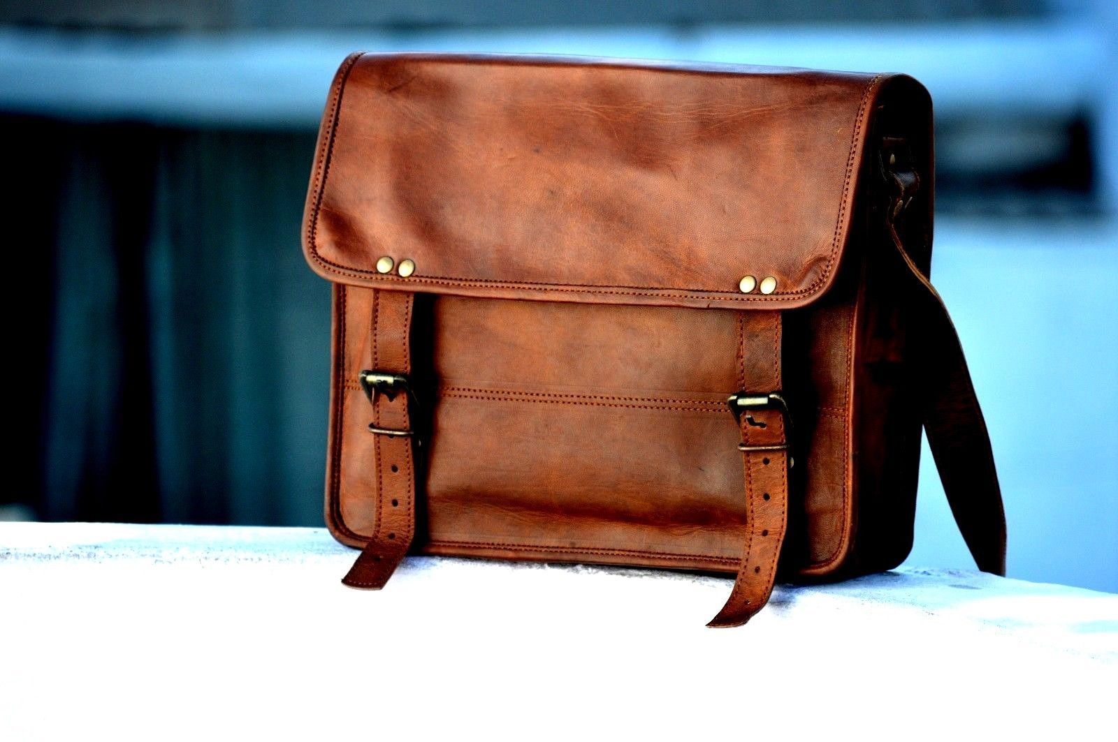 New 13″X10″ Vintage Briefcase Satchel Leather Laptop Messenger Bag Shoulder