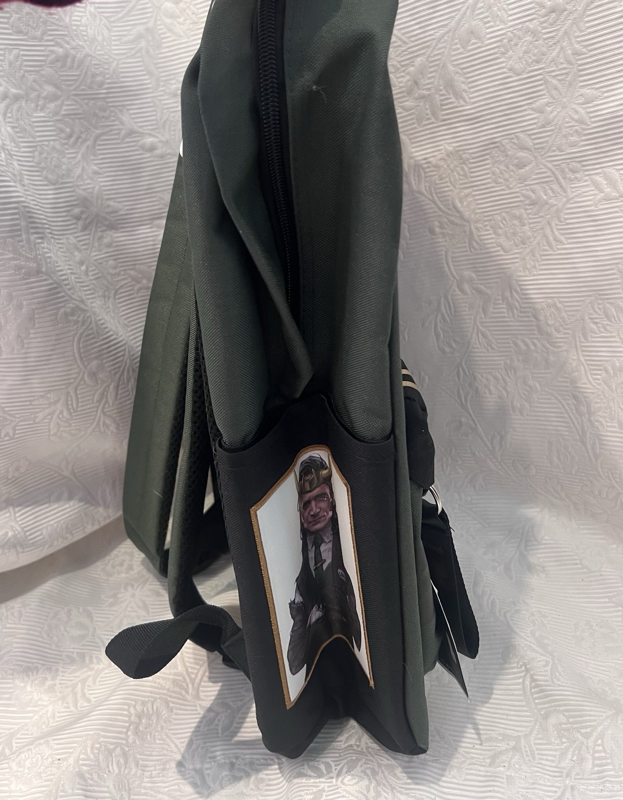 NWT Marvel Loki Glorious Purpose Backpack Bag Green 12.5” x 5.5” x 16.5″
