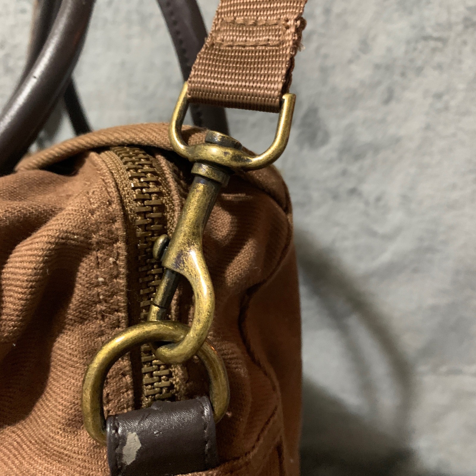 J. Crew Brown Canvas Messenger Bag Leather Trim Crossbody Satchel RN77388 Faw