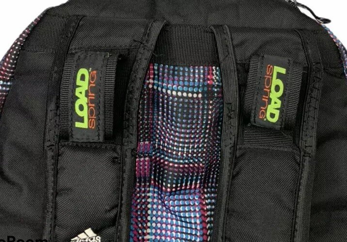 Adidas Black Blue White Pink Backpack w/ Laptop Sleeve & Load Spring Straps