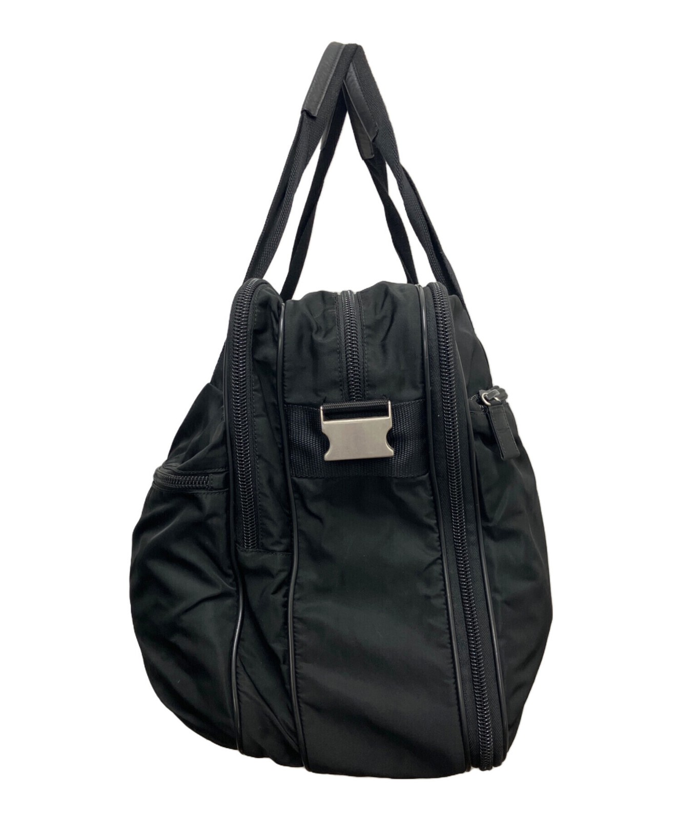 PRADA 2WAY Briefcase Nylon Black Mens Business Bag Zip Double Handles