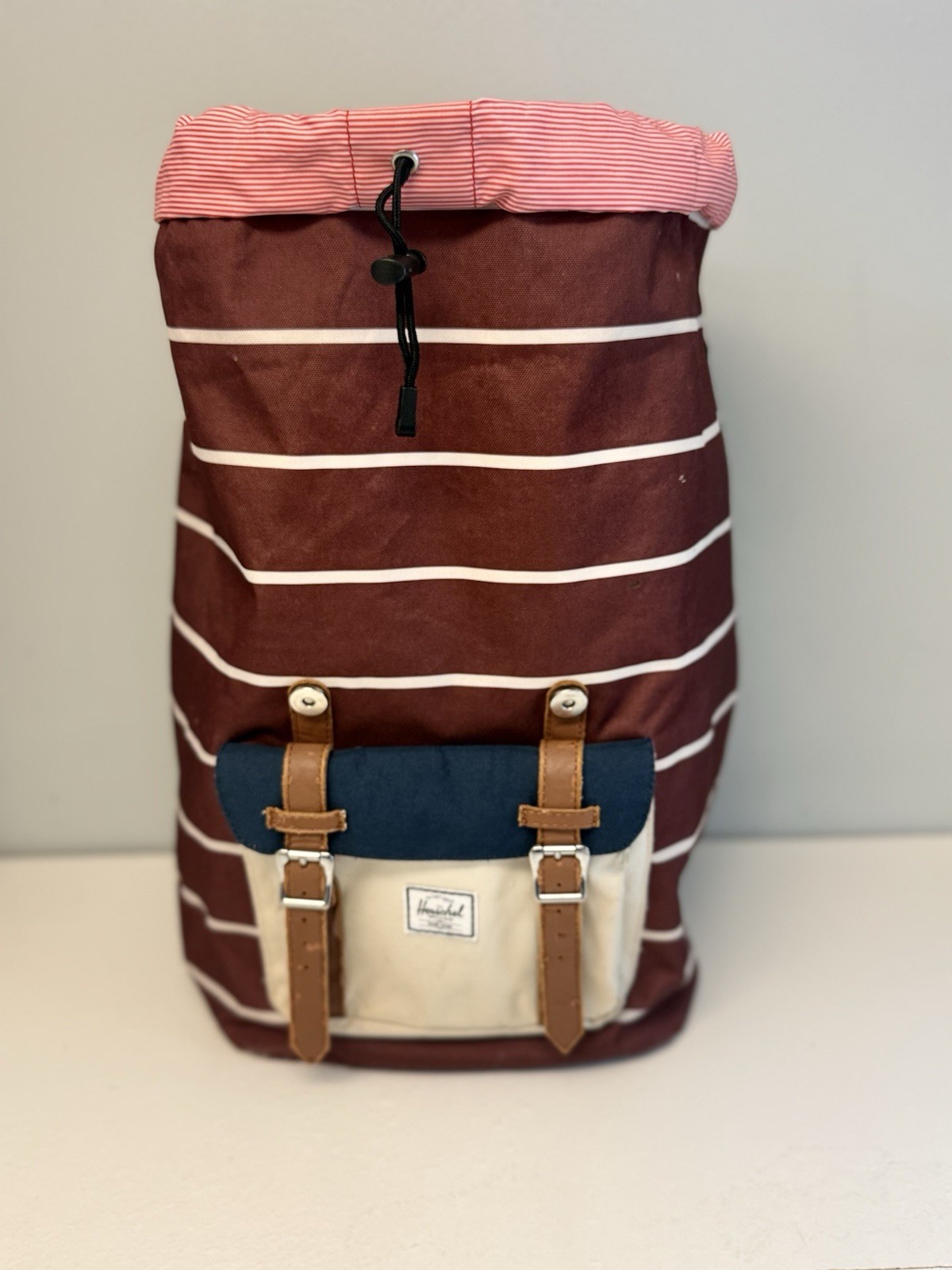 Herschel Supply Co. Little America Backpack Maroon Striped Colorblock 19″ Large