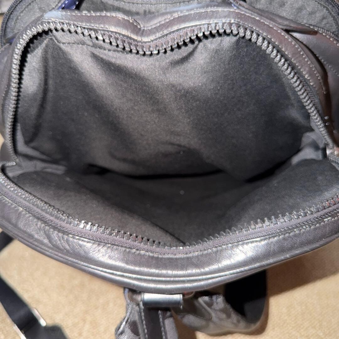 Coach Leather Backpack Black Navy Mens Large Rucksack Logo Missing Outlet Used
