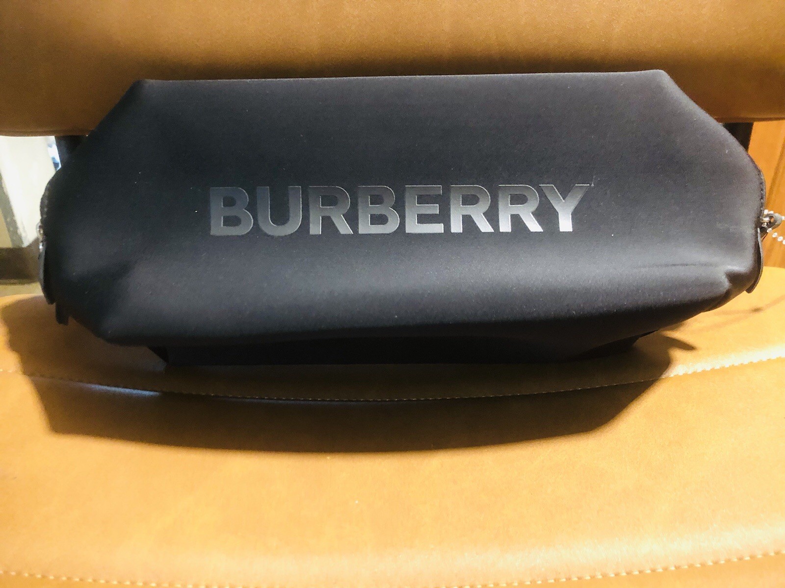 Burberry Toiletry Bag OS Black Neoprene Logo Zip Travel Pouch Minimalist