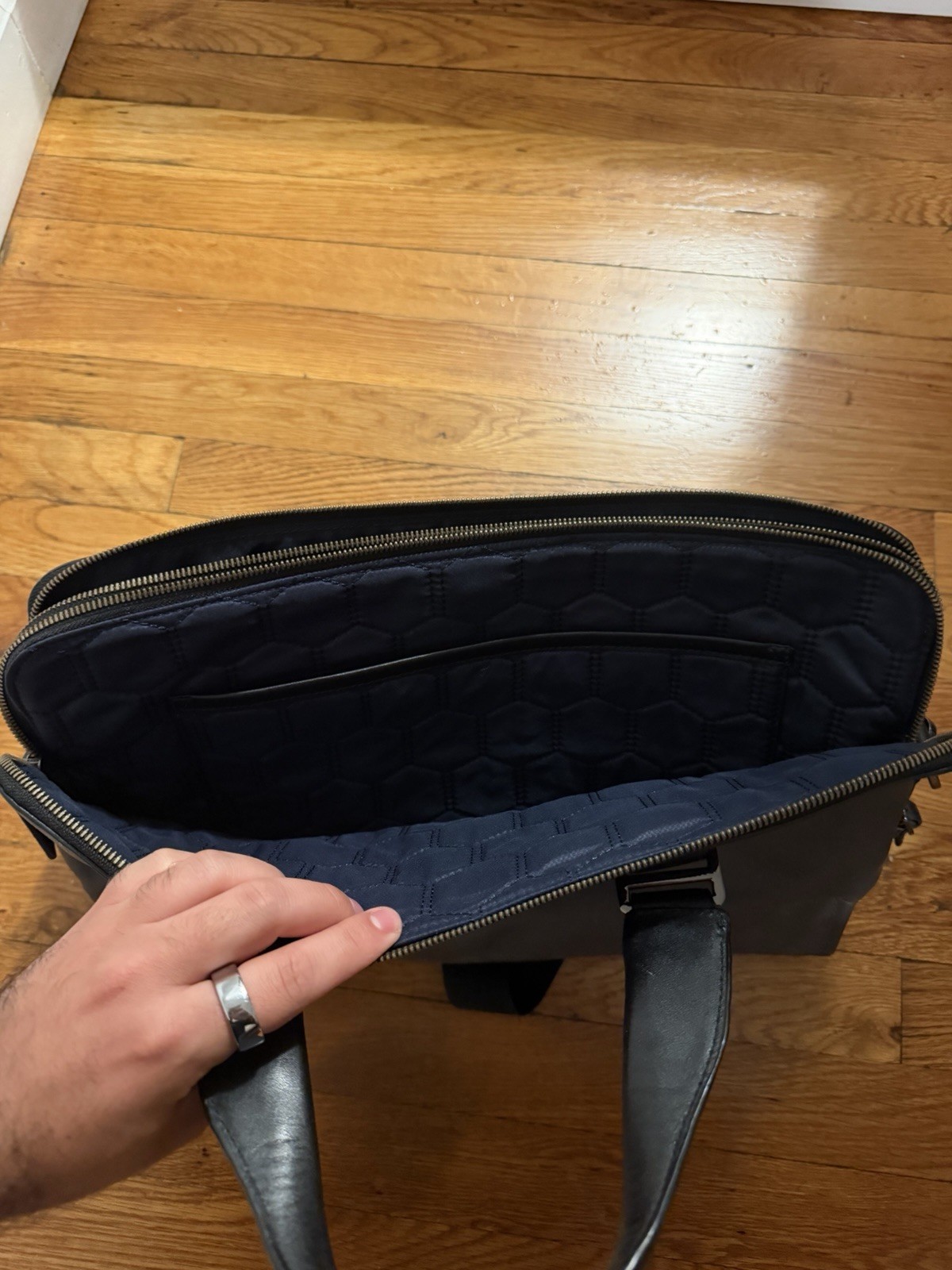 Tumi Gray Leather Briefcase