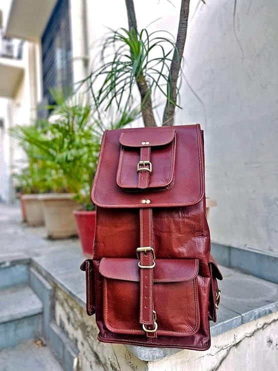 New Large Genuine Leather Back Pack Rucksack Travel Bag For Men’s and Women’s