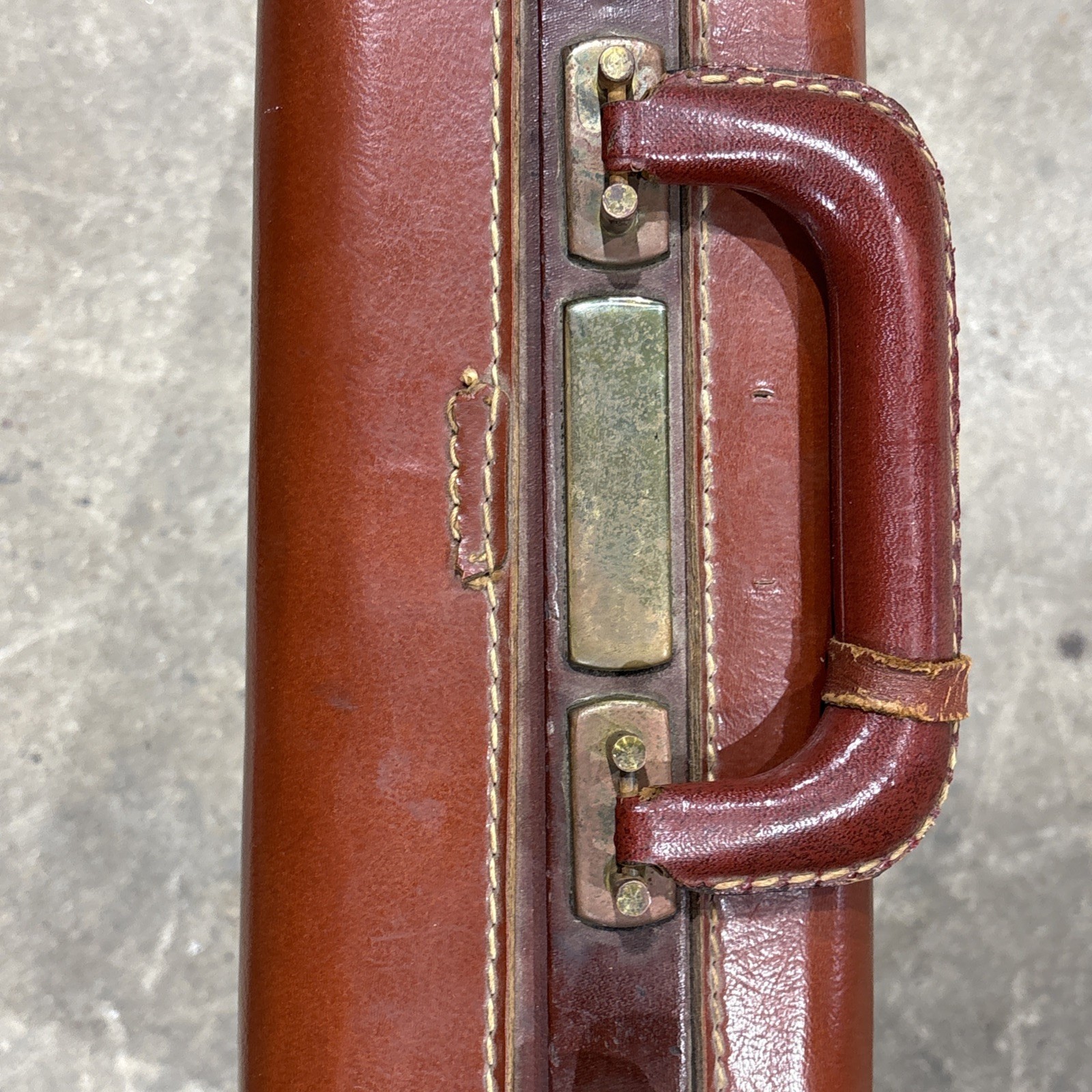 Vintage Brown Leather P Lockwell Briefcase Carrying Case/Exhibitor 18”x14”x5”