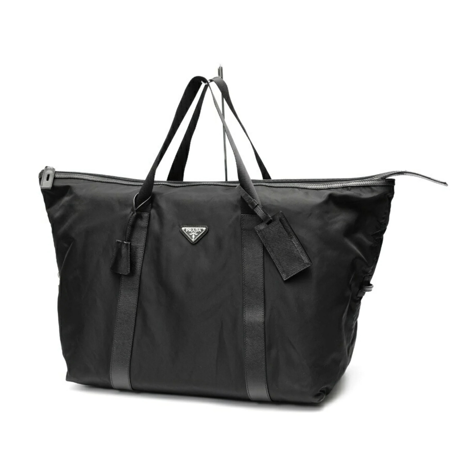 Prada Nylon x Saffiano Leather Duffle Bag Boston 2VC796 Black GZl1i3yo