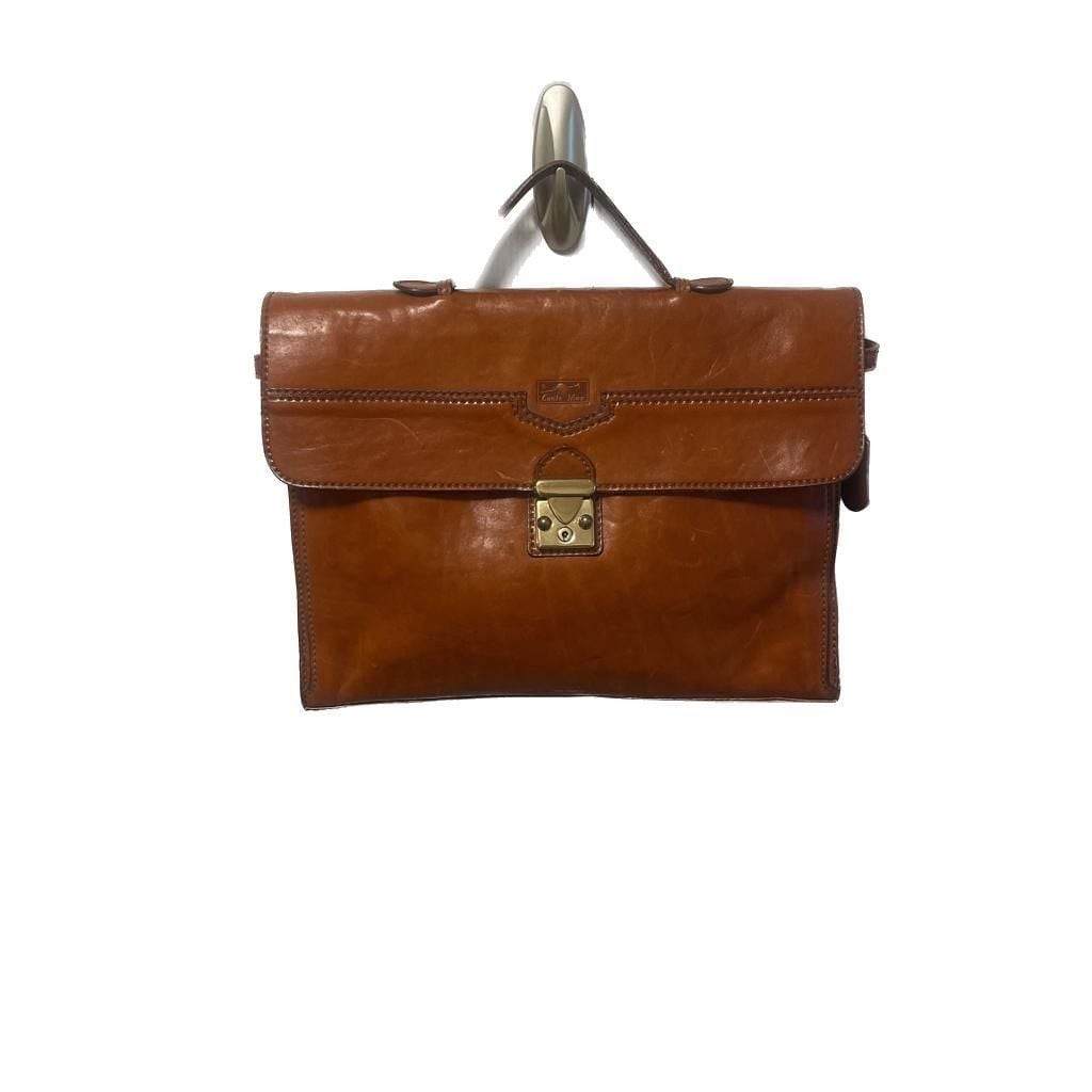 Vintage Conte Max Italian Brown Leather Briefcase Rare