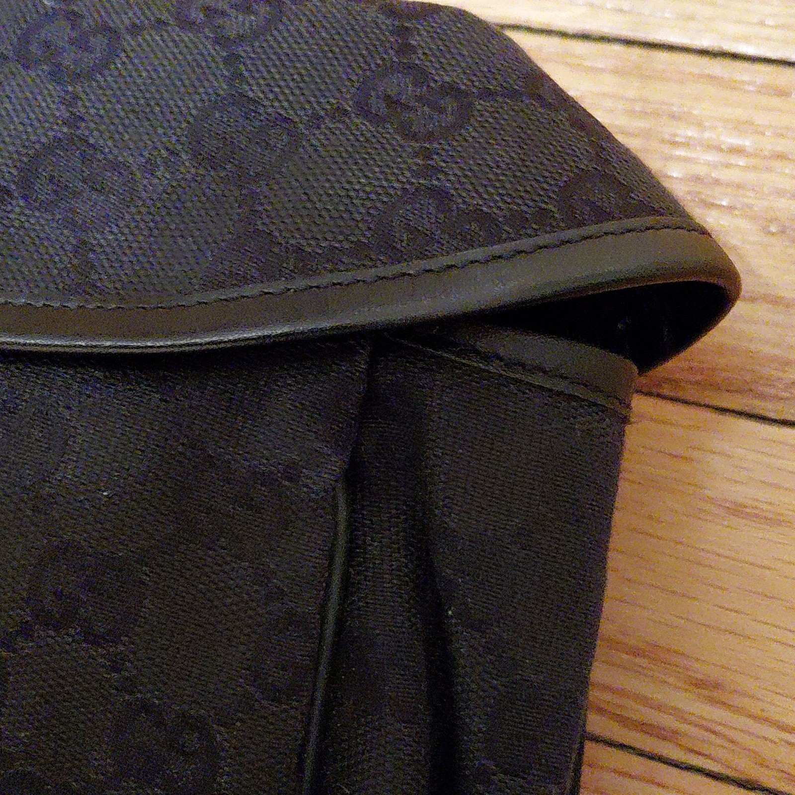 Vintage Gucci Black Monogram Backpack Adjustable Strap Inner Pockets