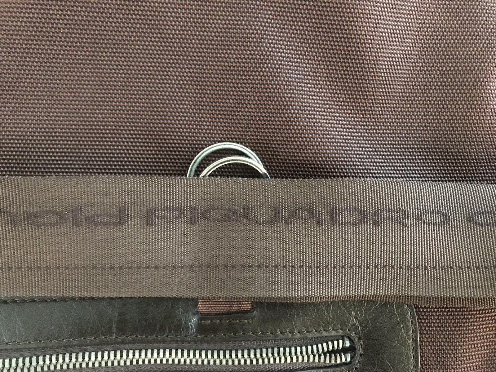 Piquadro Laptop Messenger Bag Brown Leather Fabric DZ8344 Expandable 16x12x5