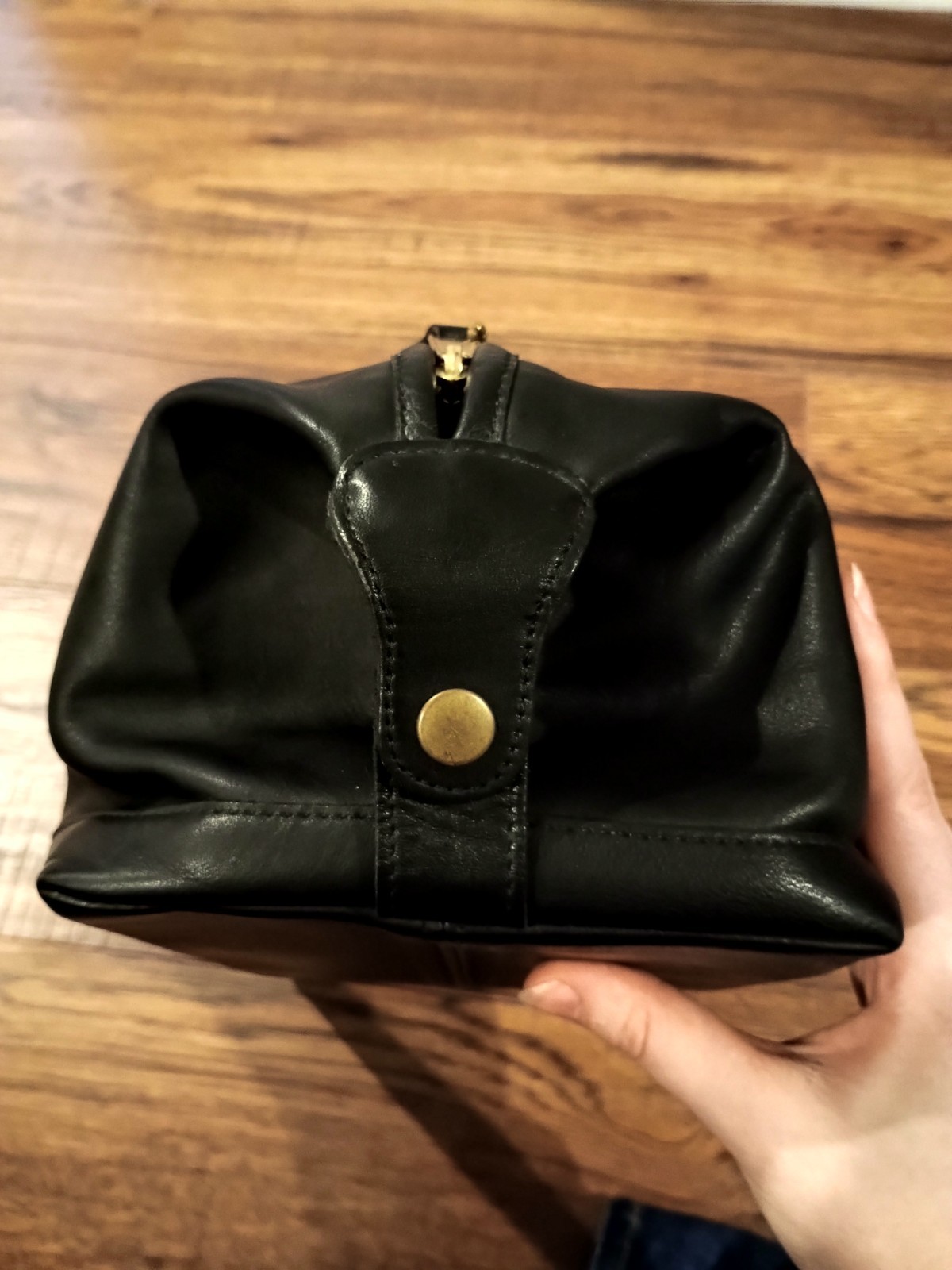 Vintage Coach 1995 Travel Kit No. 5036 Large Leather Toiletry Bag Black Zip Snap