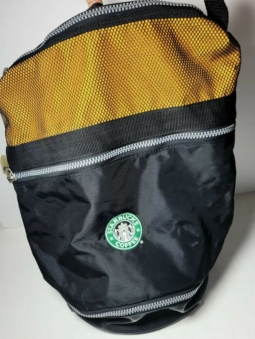 STARBUCKS Cylinder-Design Backpack Single Strap 3-Compartments Bag Vtg Logo