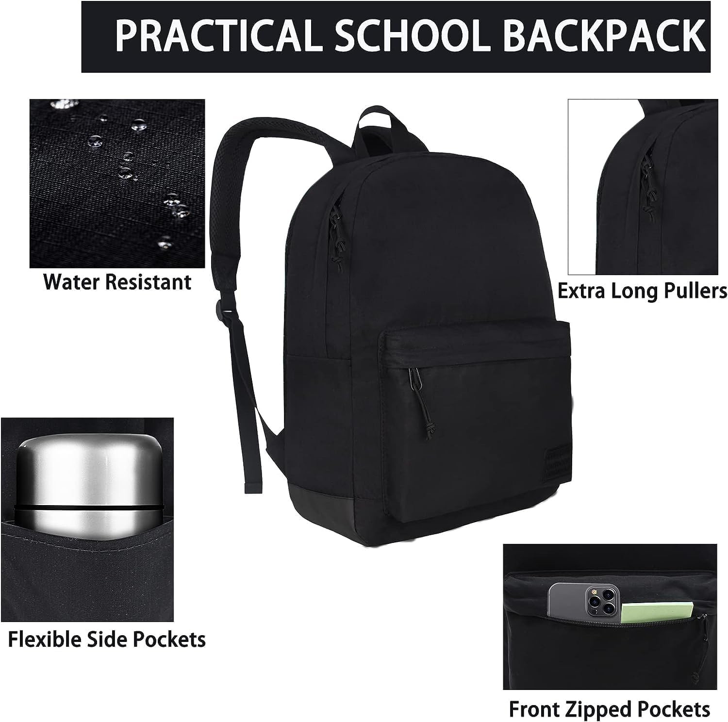 Casual Laptop Backpack for Men and Women, Work Backpack, Black Backpacks, Colleg