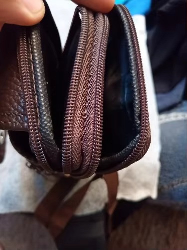 Men Leather Waist Bag Multifunction Fanny Pack Shoulder Strap Coffee