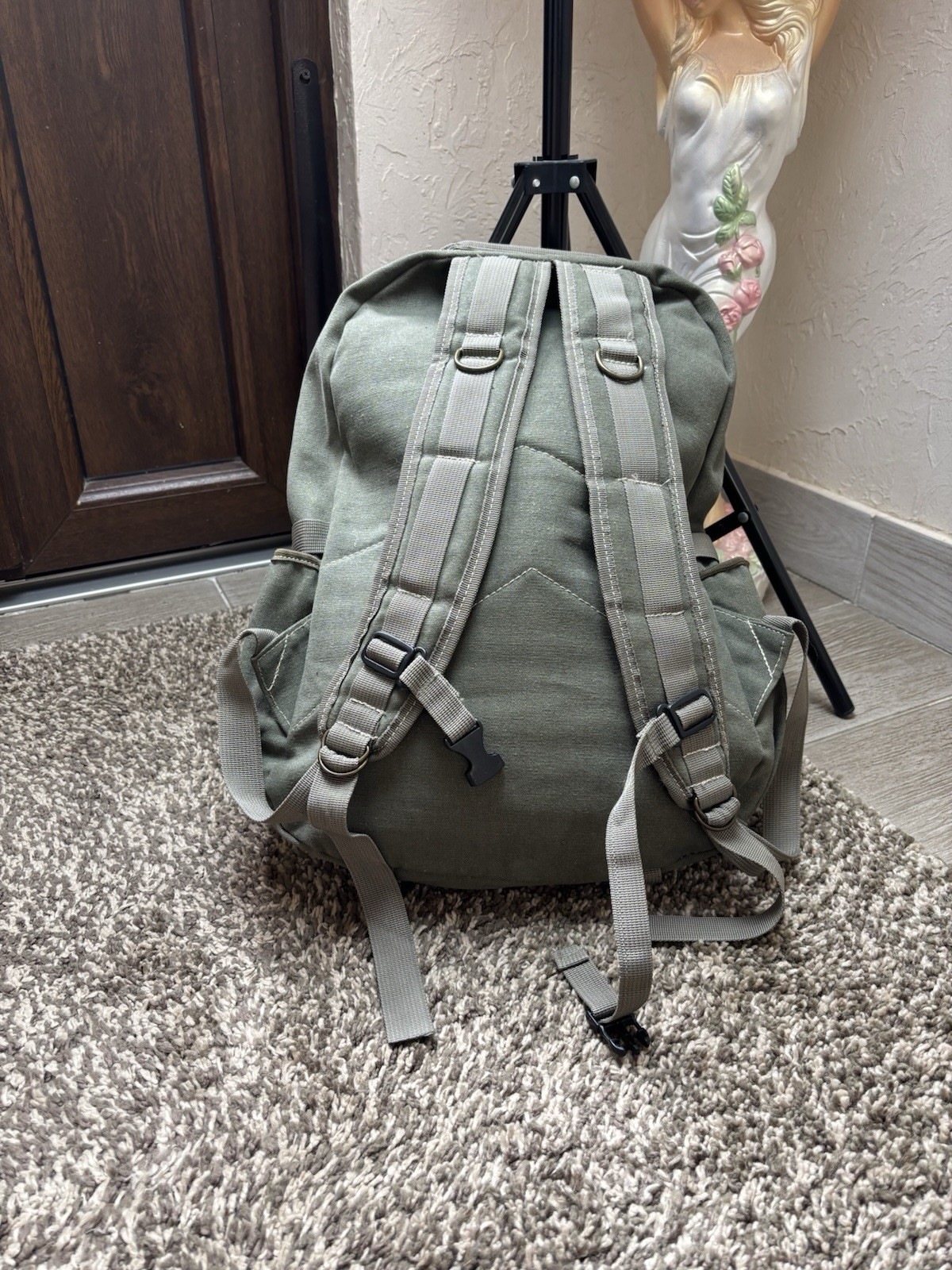 Rare Vintage 90’s Diesel Spare Parts Tactical Multi-Pocket Canvas Backpack khaki