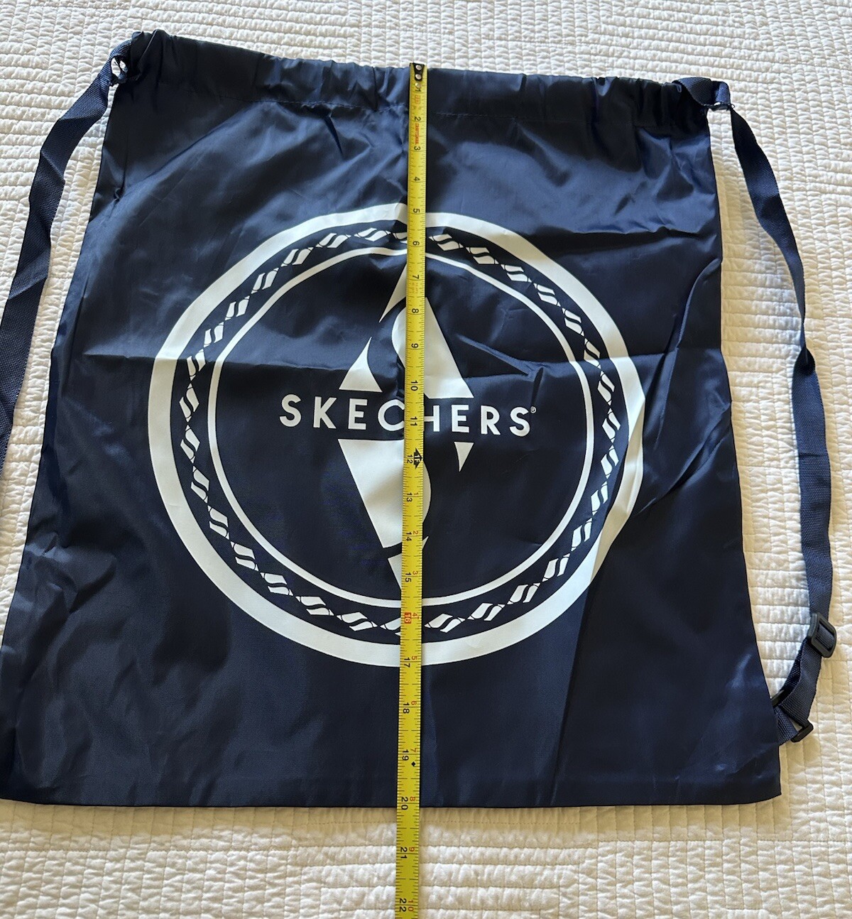 Skechers Drawstring Nylon Bag Backpack Day Pack Gym Navy Blue Lightweight