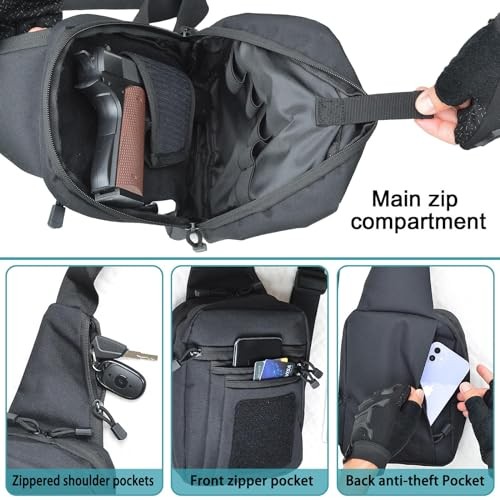 Crossbody Shoulder Bag for Men – Ccw Sling Bag – Tactical Crossbody Bag Black