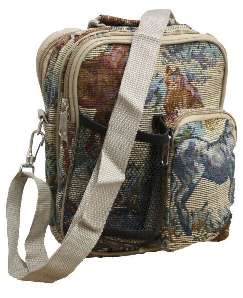 HORSE LOVERS TAPESTRY HORSE DESIGN MESSENGER UTILITY BAG PURSE HANDBAG
