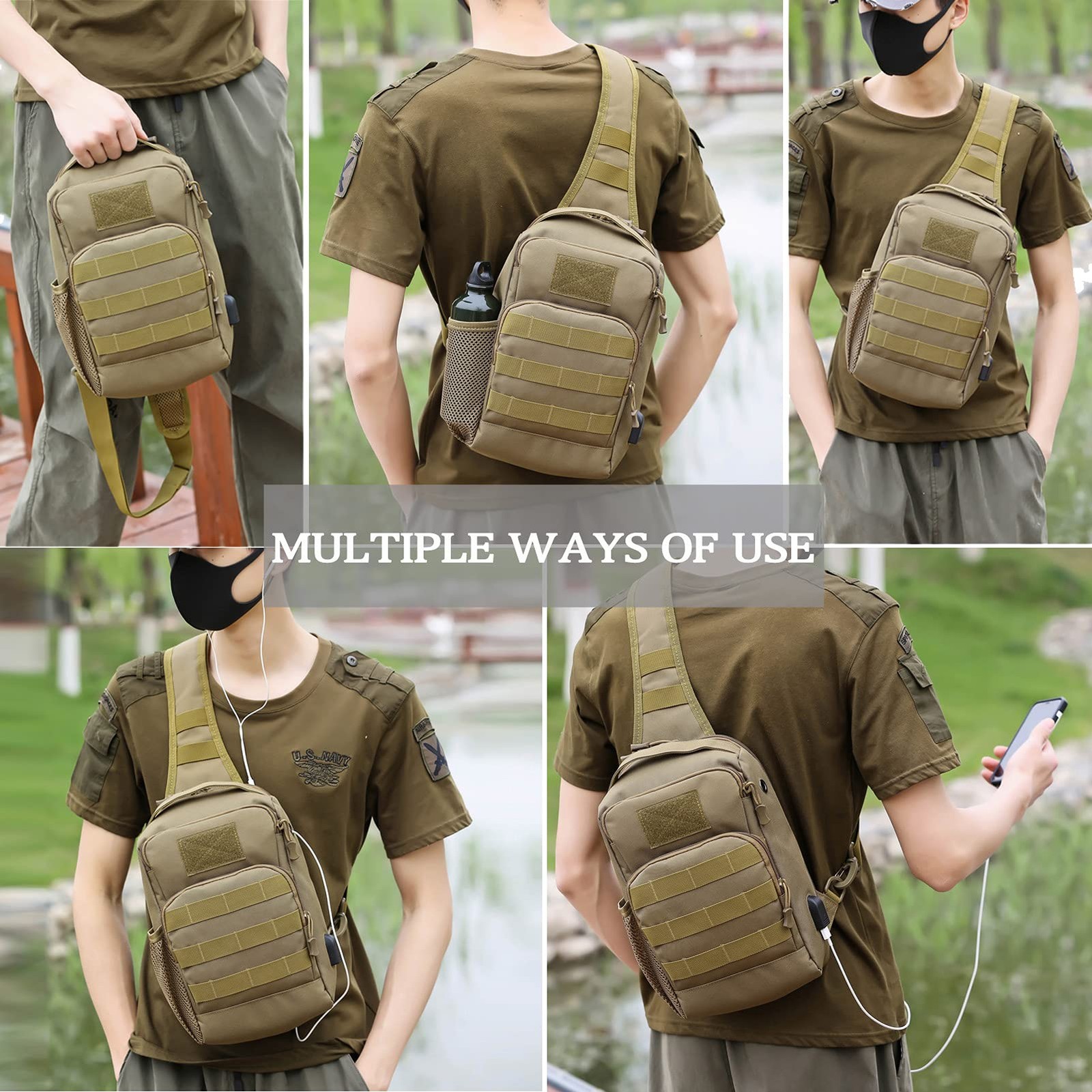 Tactical Shoulder Bag,Molle Shoulder Backpacks,Military Sling Daypack Backpac…