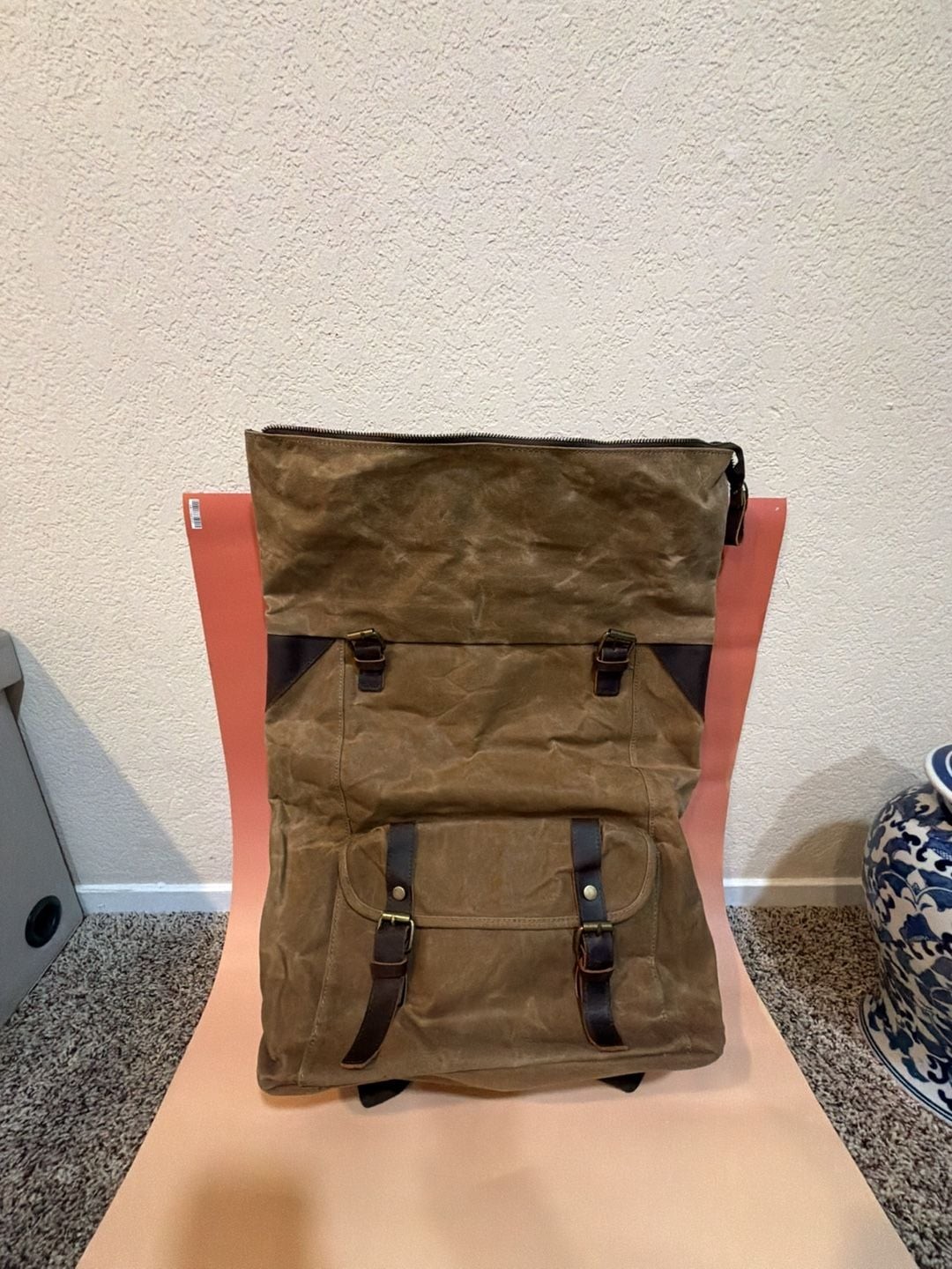 Large incredible waxed Canvas backpack – Travel (water resistant)