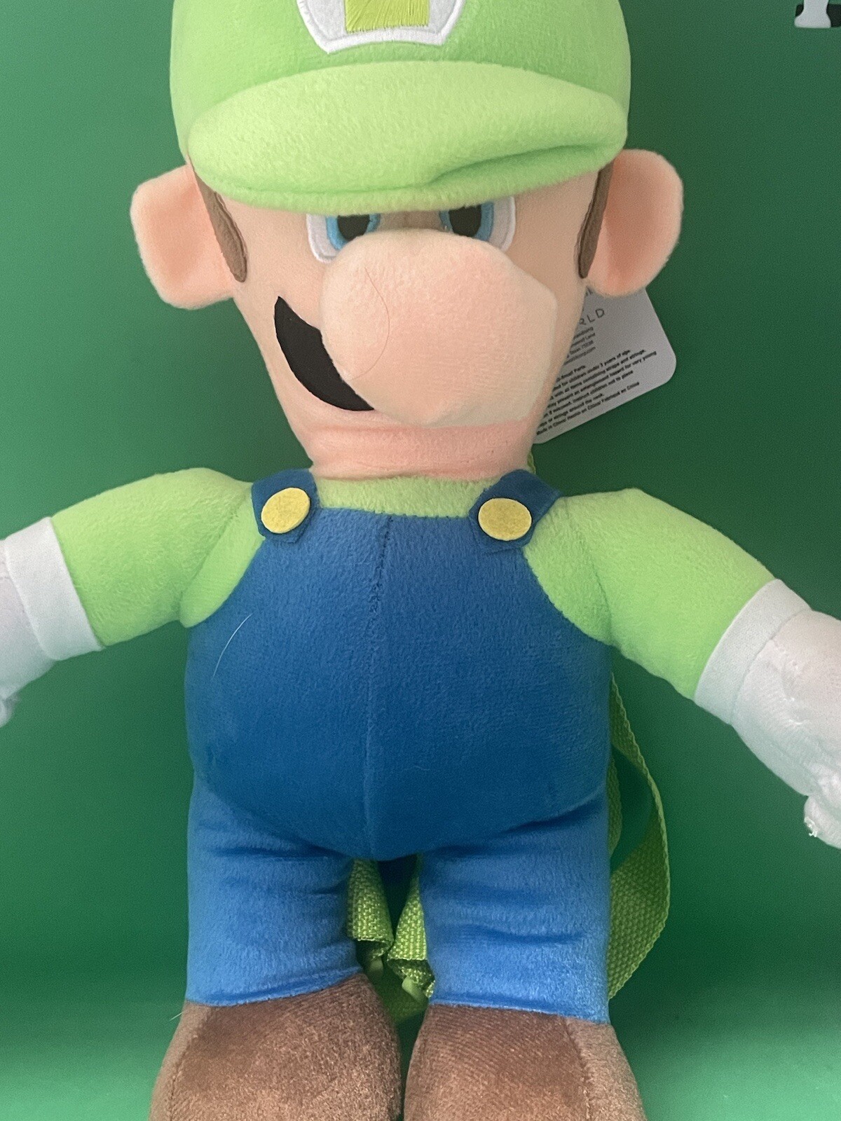 Nintendo Super Mario Bros Luigi 17″ inches Boys Kids Soft Plush Doll Backpack
