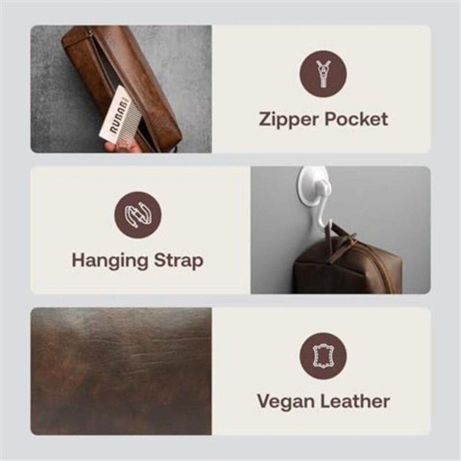 Toiletry Kit Bag Waterproof Vegan Leather Pouch for Men 9 Inch * 3.5 * 4.5 Inch