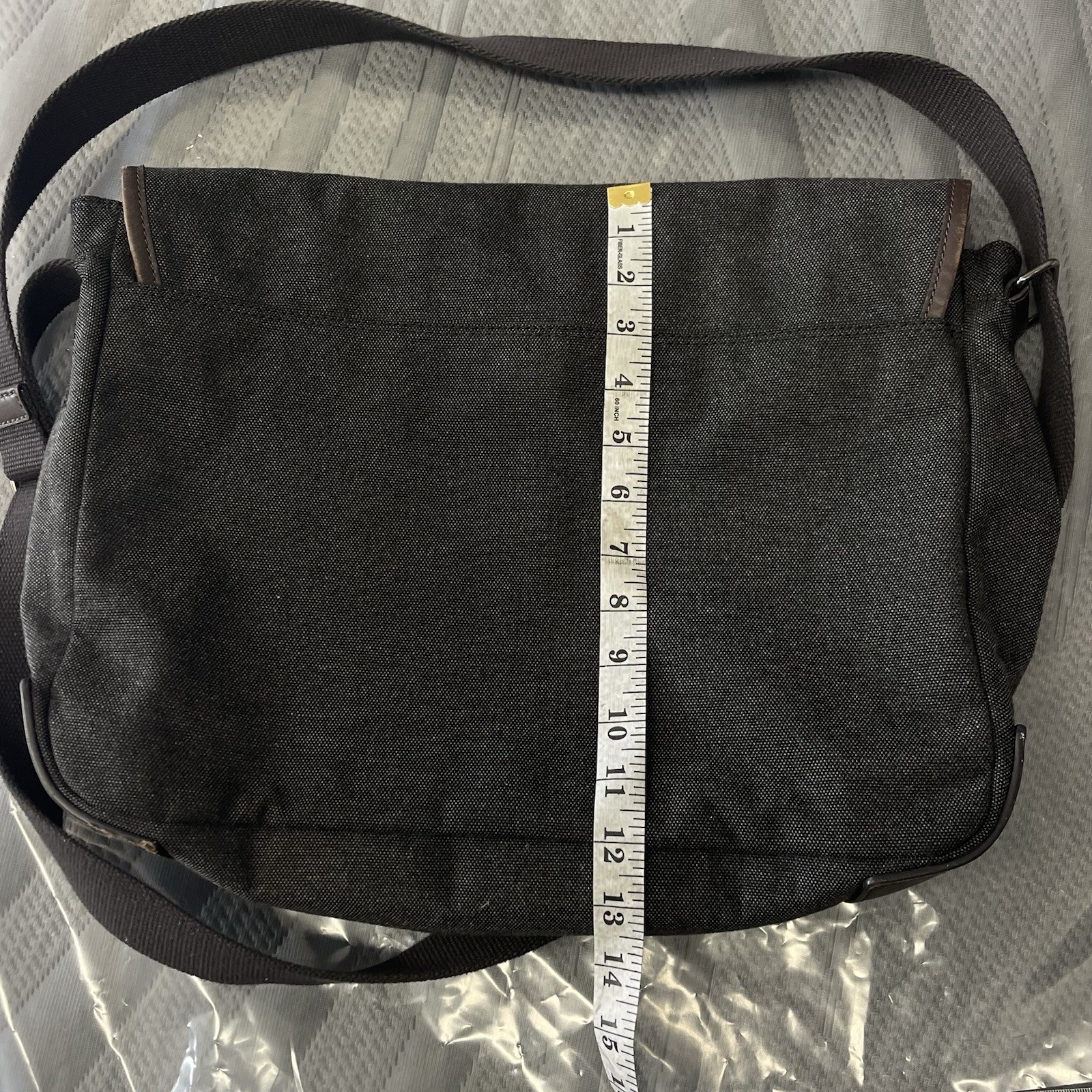 Fossil Messenger Bag Fabric Leather Distressed Strap Unisex Crossbody Laptop