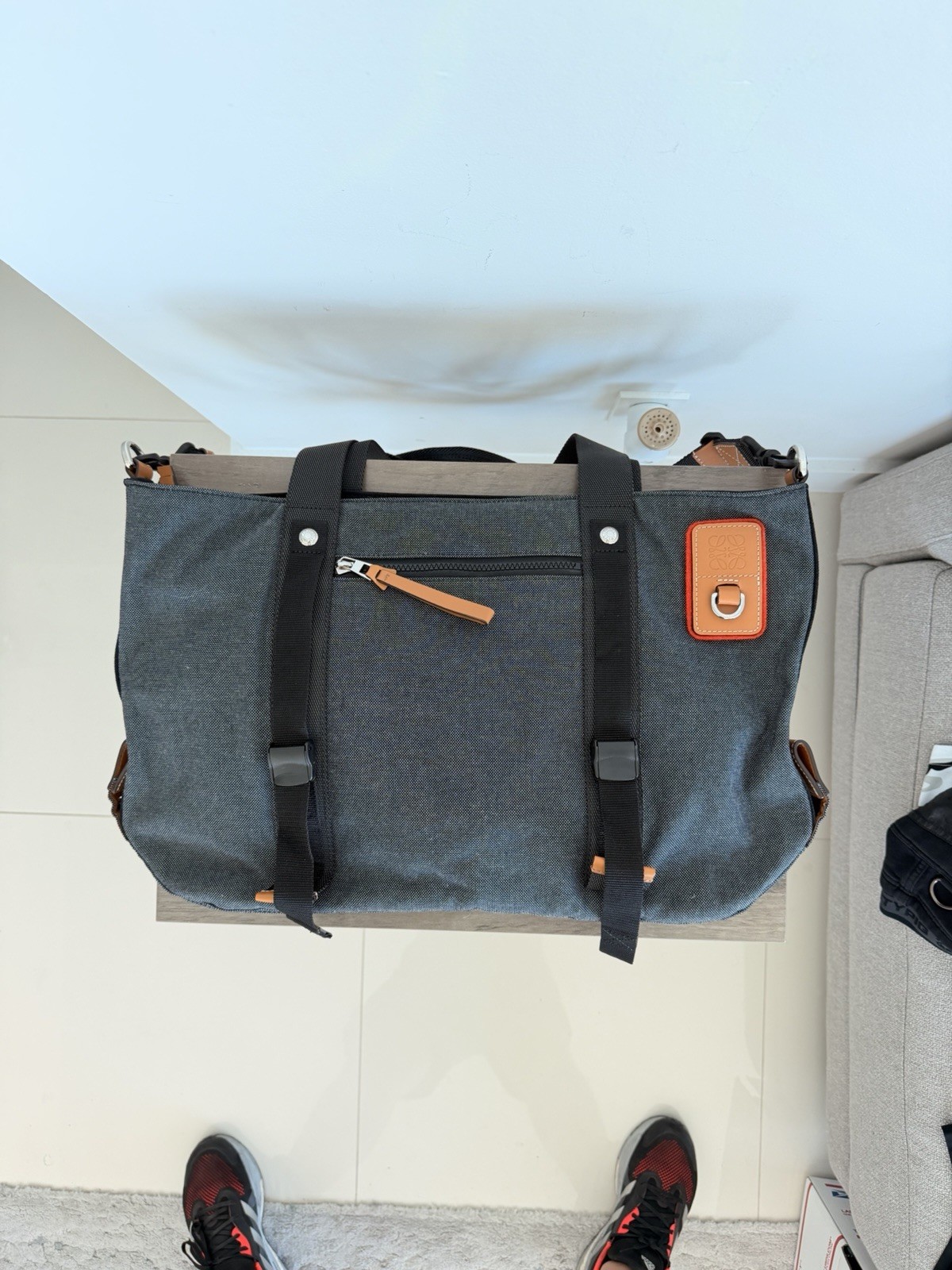 Brand New LOEWE Eye/LOEWE/Nature Grey Canvas Travel Bag – Men’s Luxury Bag