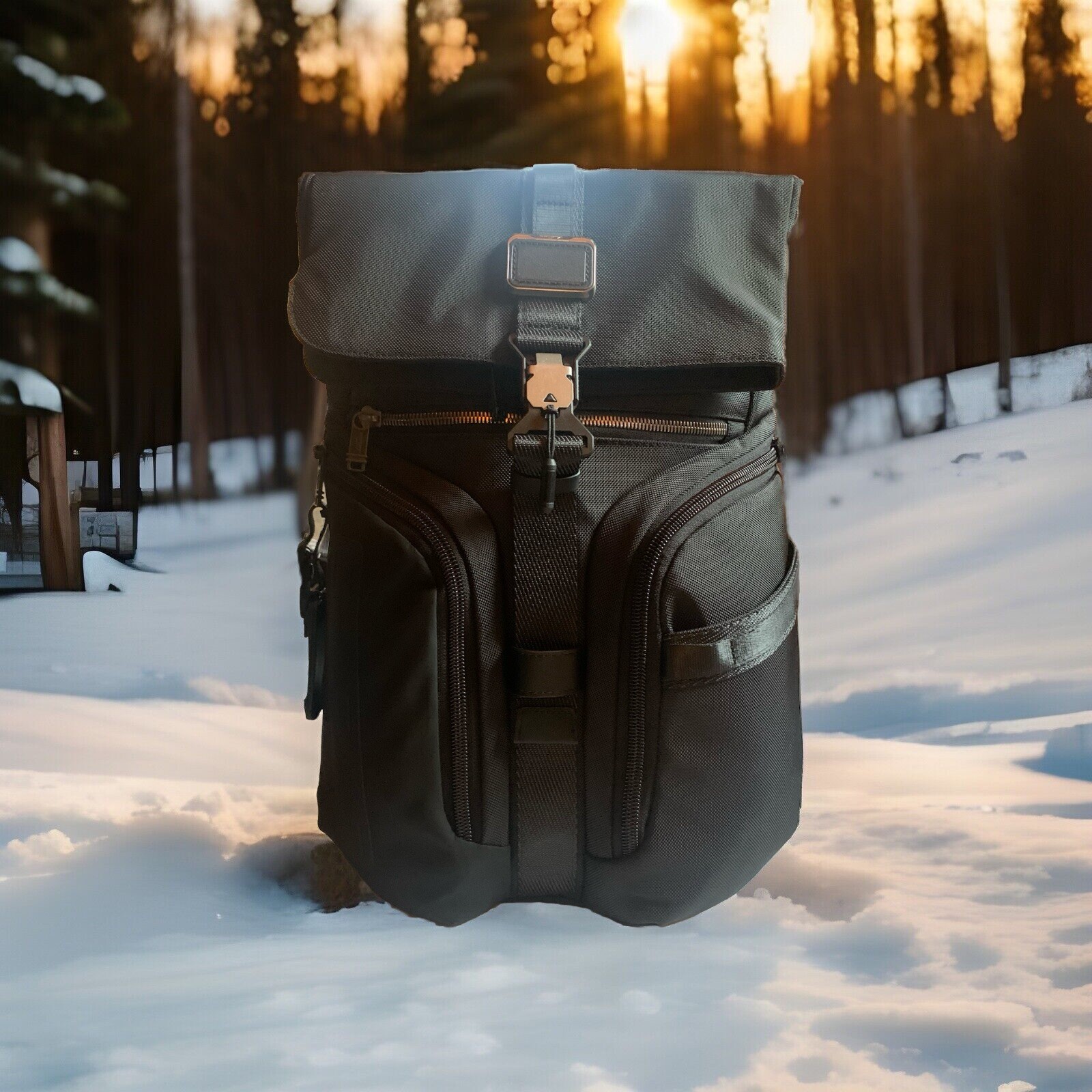 Tumi Alpha Bravo Logistics Flap Lid Backpack $525 Black