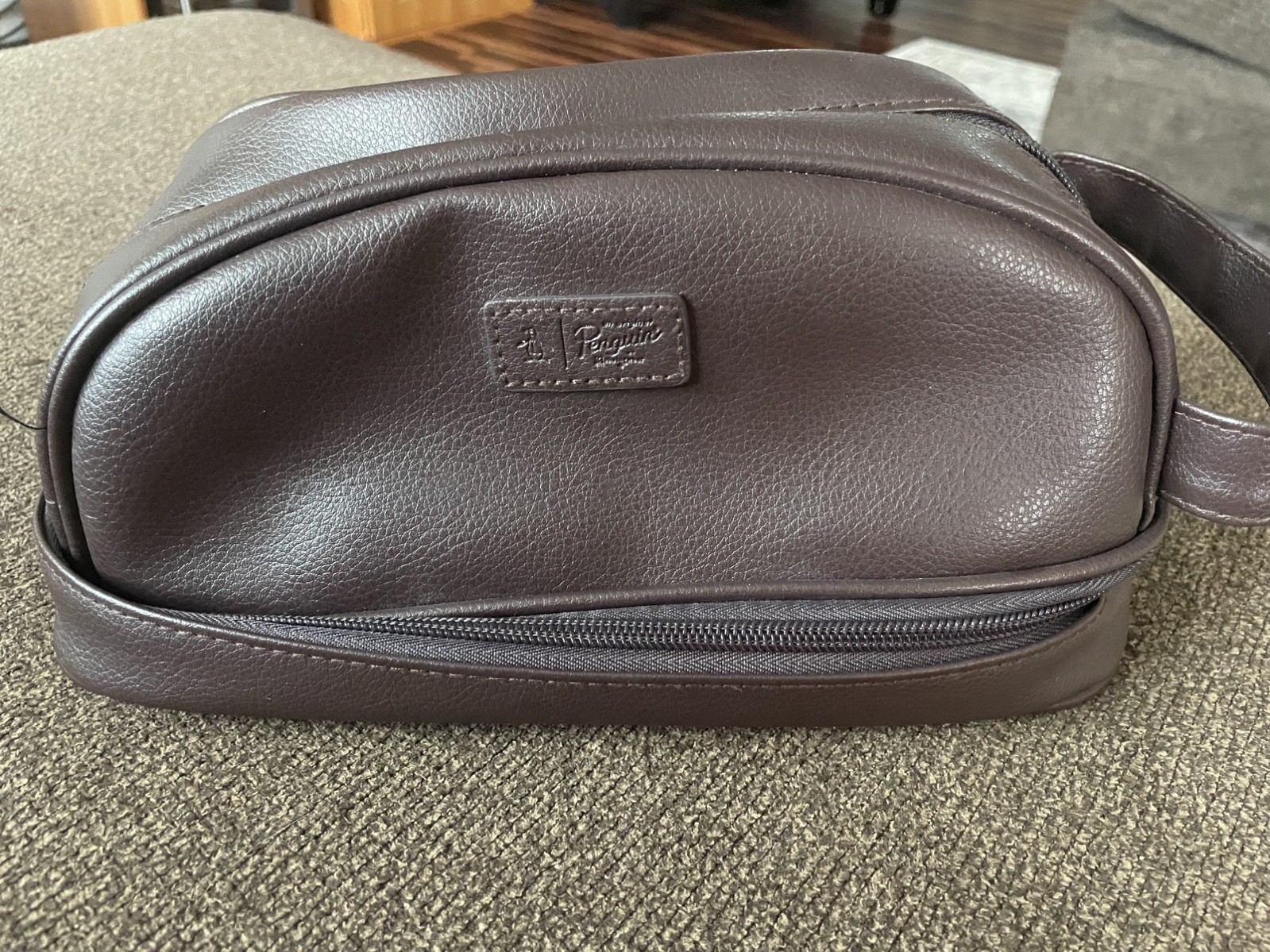 Original Penguin Brown Men’s Toiletry Bag Zip-Around w/ Top Handle