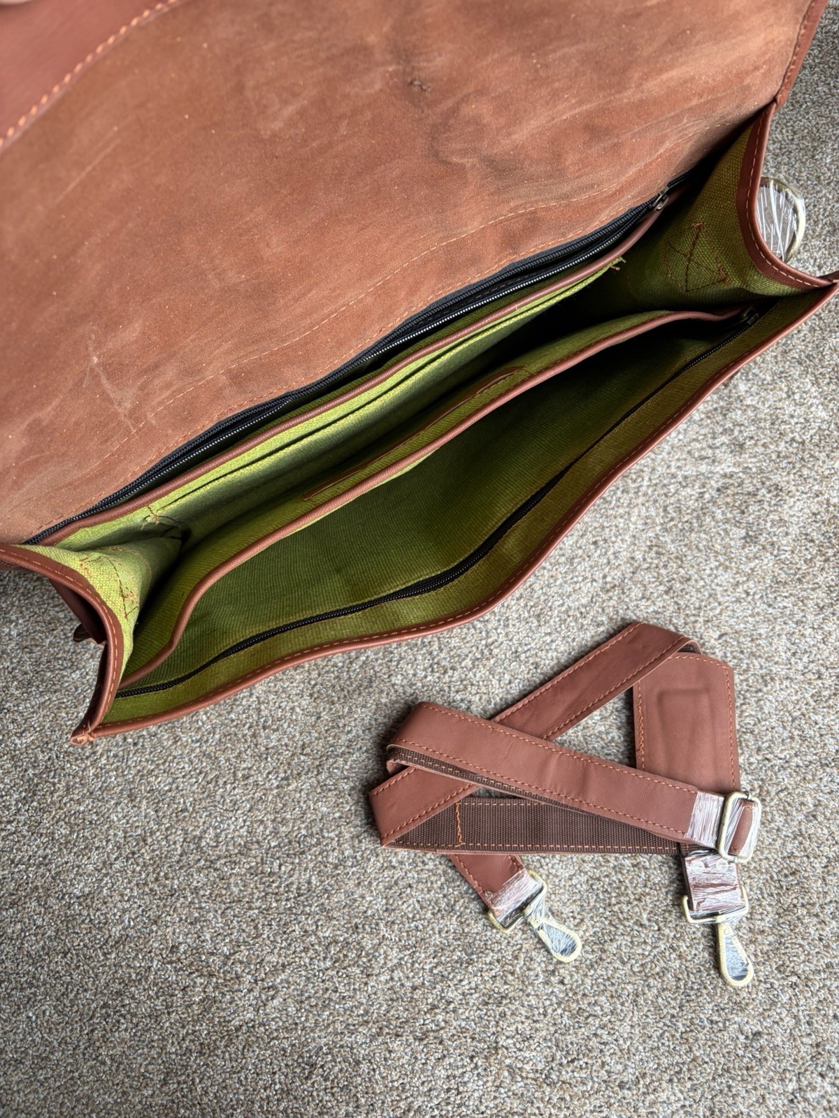 NEW Cuero Leather Messenger Bag Hand Made Satchel Laptop Work Bag Light Brown